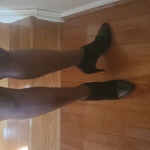 Ecco, Black Ankle Boots with Pointed Toe, Leather/Suede, Size 7.5M